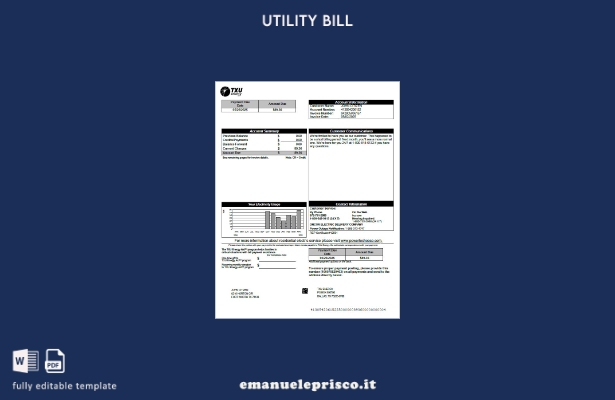 modello di versione word della bolletta energetica USA TXU in stile verificato 3
